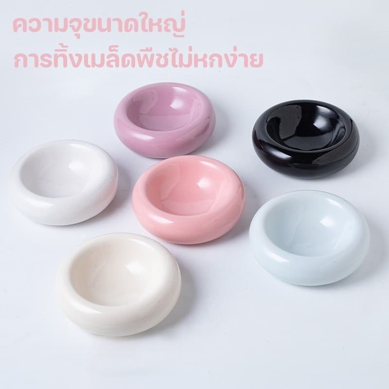 COD ชามแมวเซรามิก ชามสัตว์เลี้ยง 200ML เส้นผ่านศูนย์กลางขนาดใหญ่ ป้องกันพลิกคว่ำ ยิงที่อุณหภูมิสูง รูปที่ 5