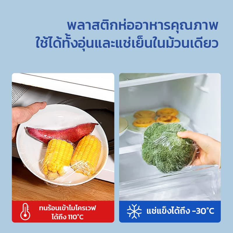 GRAREY พลาสติกห่ออาหาร PE Wrap เกรดอาหาร ชุดฟิล์มห่ออาหาร พร้อมเครื่องตัดพิเศษในกล่อง รูปที่ 3