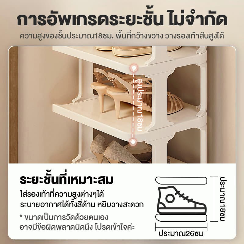 Kaman ชั้นวางรองเท้า พับได้ กันน้ำ ประหยัดพื้นที่ 3-9 ชั้น กล่องรองเท้าใส พลาสติก PP แข็งแรง ทนทาน รูปที่ 5