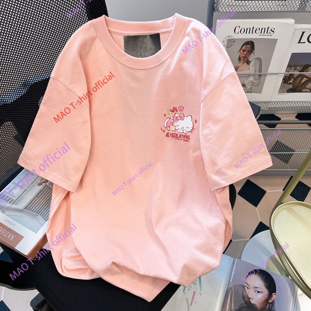 COD MAO Shop น่ารัก แขนสั้นเสื้อยืดผ้าฝ้ายที่ไม่ซ้ำกันสวยงามซุปเปอร์ดูดีด้านบน รูปที่ 2