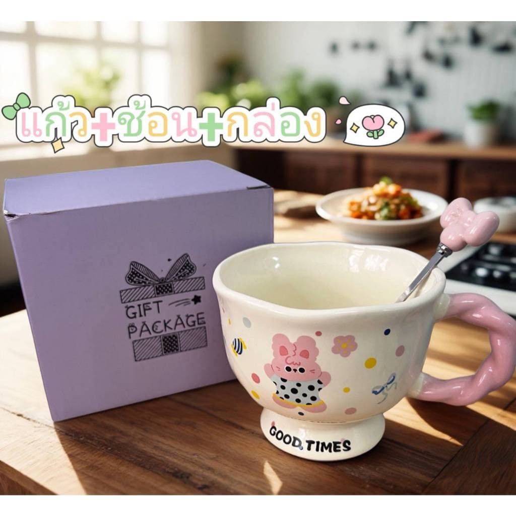 ถ้วยน้ํา ถ้วยกาแฟ ถ้วยนมน่ารัก แก้วลายกระต่าย ลายช้างน่ารัก มูลค่าสูงถ้วยเซรามิกถ้วยน้ําคู่สาวของขวัญวันเกิดของที่ระลึก รูปที่ 4