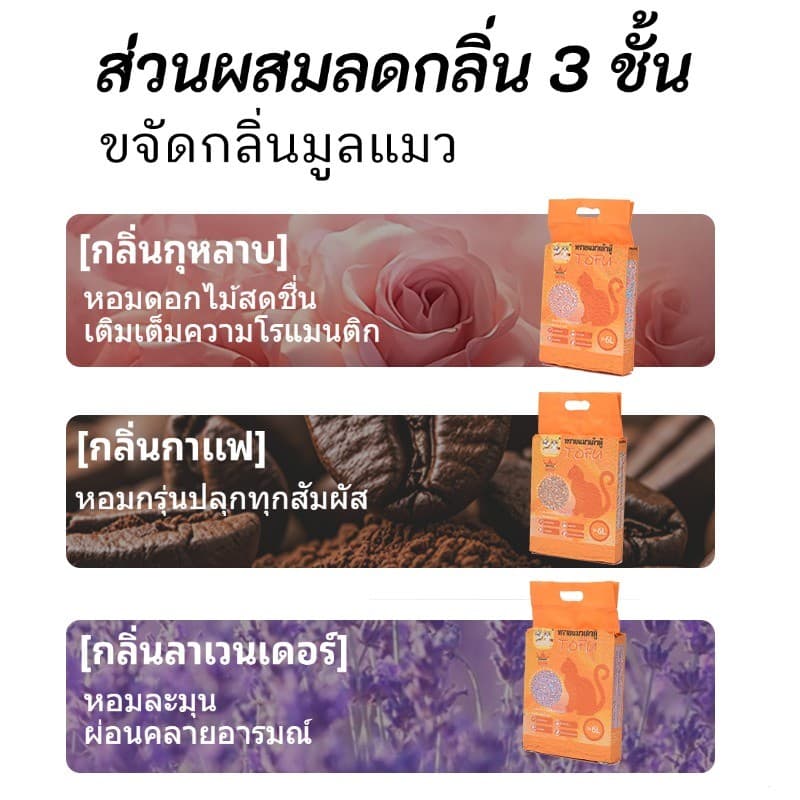 ทรายแมวเต้าหู้ออร์แกนิค100% ทรายแมว ฝุ่นน้อย ปริมาณ 6 ลิตร/ถุง แบบพิเศษจับตัวไว ดูดซึมดีทรายแมว Cat Litter4ถุง/กล่อง P04 รูปที่ 8