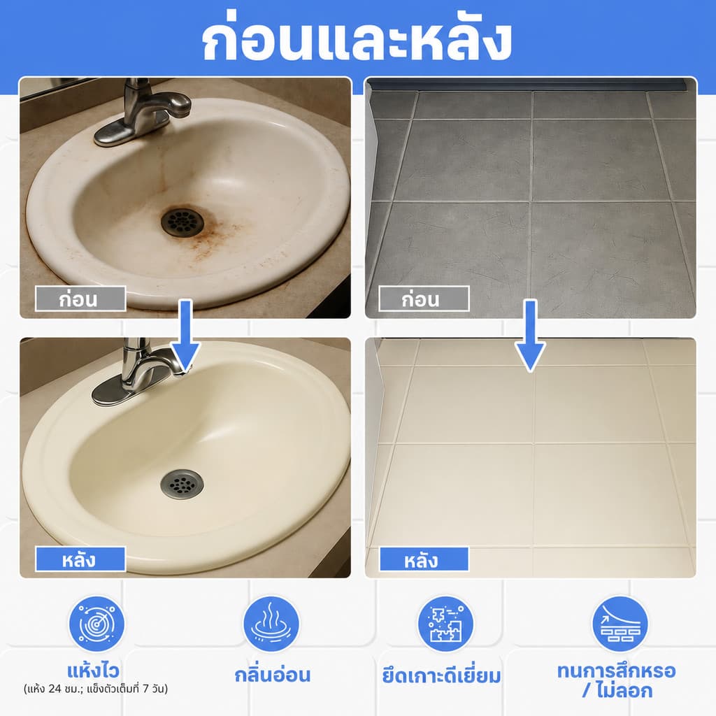 SANQING PAINT สีทากระเบื้อง สีทาห้องน้ำ สีทาพื้นกระเบื้อง กันน้ำ กันลื่น กันซึม รีโนเวทห้องน้ำ ทาทับกระเบื้องเก่า ใช้ได้ทั้งพื้นและผนัง รูปที่ 7