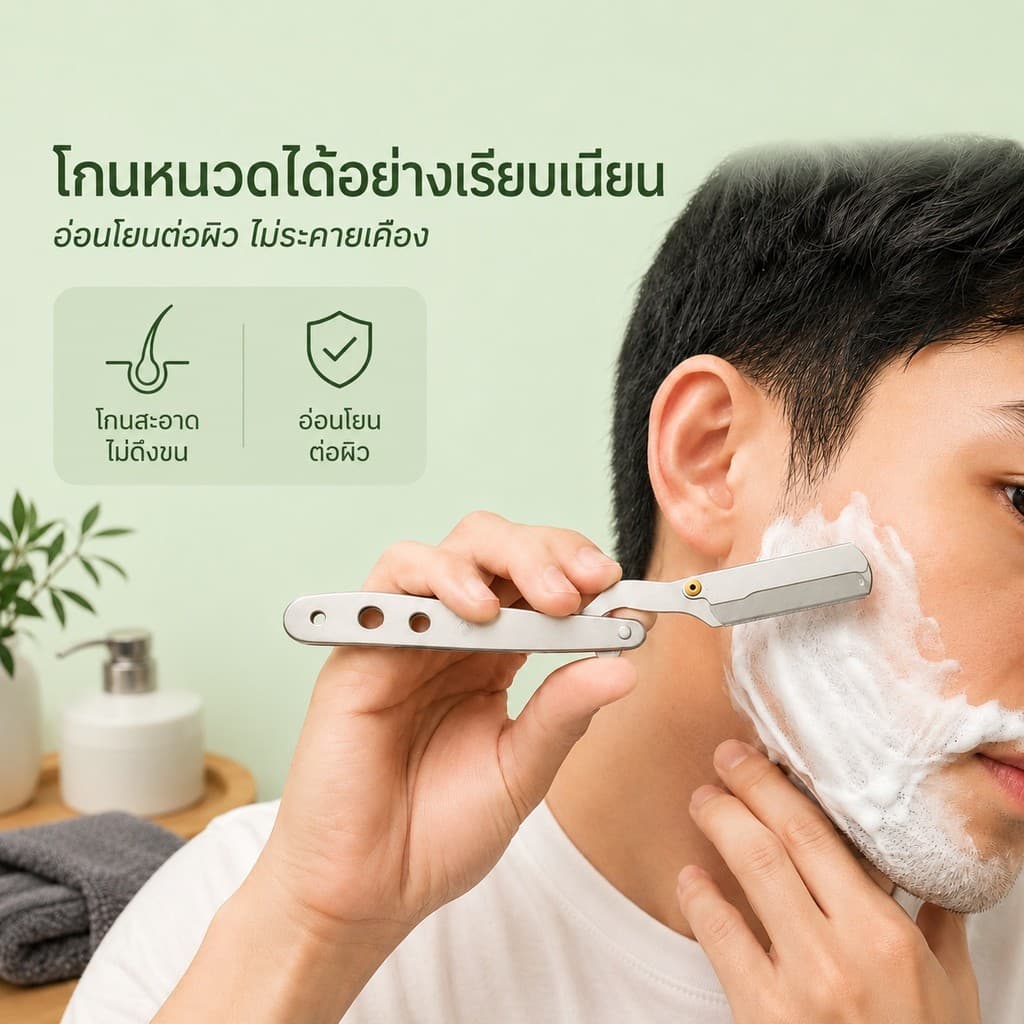 มีดโกนสแตนเลส, โกนหนวด, แต่งคิ้ว, มีดโกนโกนหนวด, มีดโกนย้อนยุคพับในครัวเรือน, CXT010 รูปที่ 3