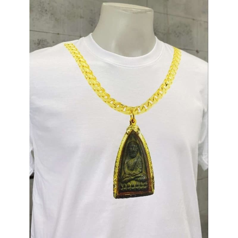 Moilz Casual เสื้อพระ เก๊ สร้อยพระ สร้อยทอง เข้าพรรษา ผ้า cotton อย่างดี สายมูต้องมี งานบวช เสื้อยืดแขนสั้นคอกลมรัดรูป รูปที่ 7