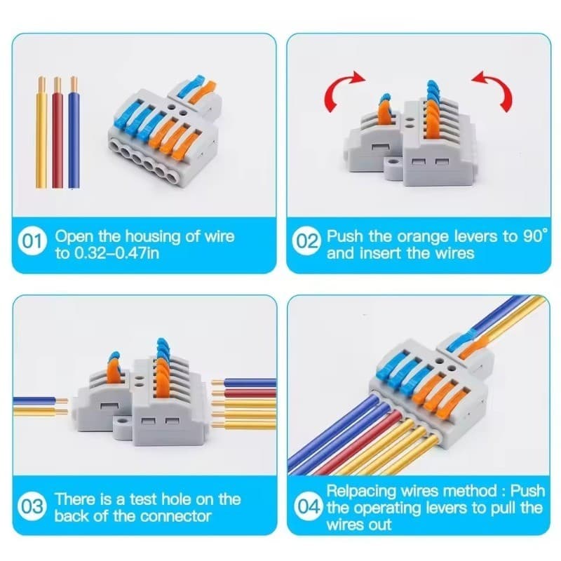 250V 32A ขั้วต่อสายไฟด่วนสากล / เครื่องแยกสายไฟแบบเร็ว / บล็อกเทอร์มินัลแบบกดเข้า รูปที่ 9
