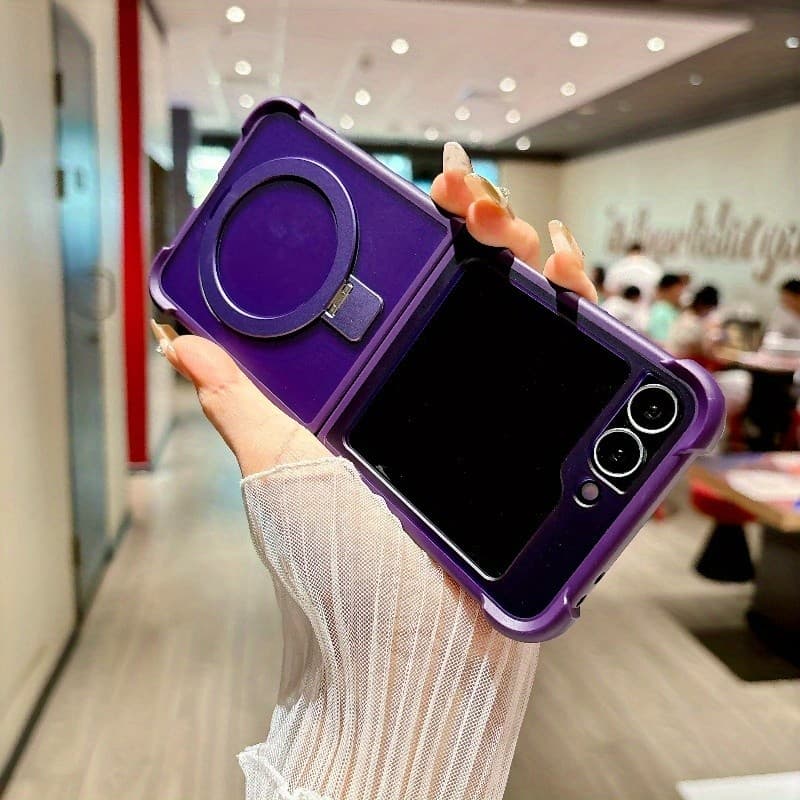 เคสโทรศัพท์กันกระแทกแม่เหล็กสี่มุมพร้อมเชือกเส้นเล็ก Samsung Galaxy Z Flip 7 Flip 6 Flip 5 Z Flip 4/3 ที่วางแหวนโลหะชาร์จไร้สายฝาหลัง รูปที่ 8