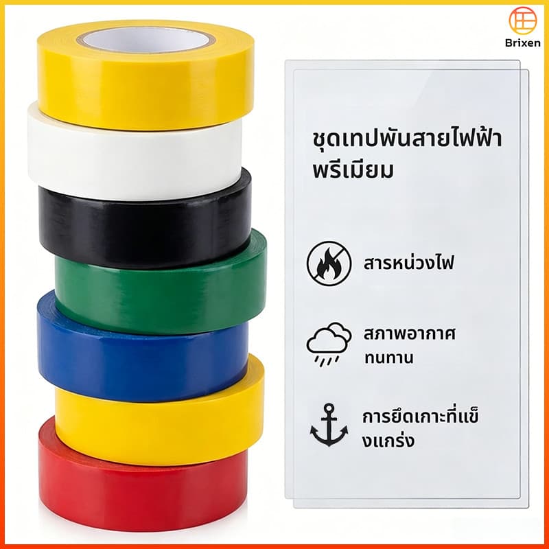 เทปพันสายไฟ เทปฉนวนไฟ PVC หนา คุณภาพญี่ปุ่น กันน้ำกันไฟป้องกันอันตรายจากไฟฟ้า รูปที่ 2