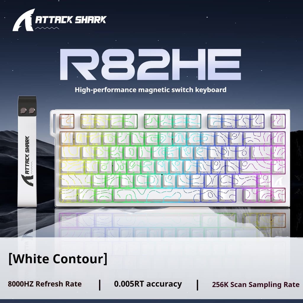 Attack Shark R82HE สวิตช์แม่เหล็กคีย์บอร์ดแบบกลไก Contour แกะสลักด้านข้างแบบมีสาย RGB Gaming RT ปรับคีย์ Travel Latency ต่ํา รูปที่ 8