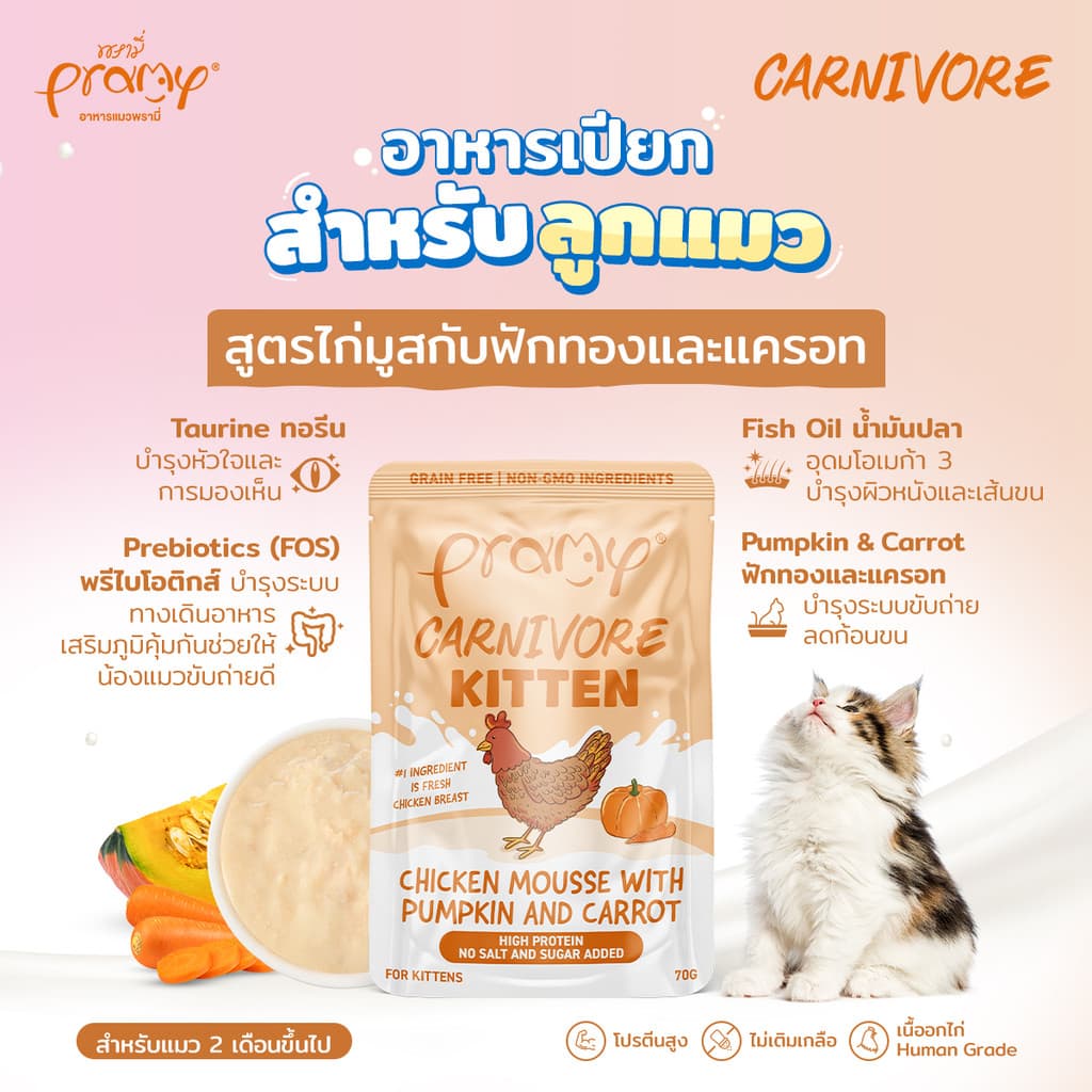 Pramy Carnivore อาหารเปียกแมว เกรดพรีเมี่ยม กลูเตนฟรี ขนาด 70g รูปที่ 4