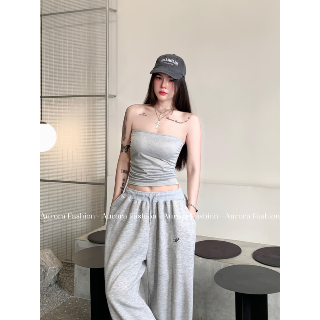 Aurora เสื้อเกาะอก เสริมฟองน้ำในตัว สีพื้นสไตล์มินิมอล ทรงรัดรูปพอดีตัว รูปที่ 6