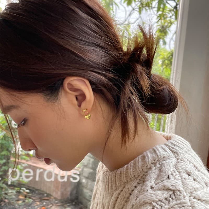 ต่างหูเงินสเตอร์ลิง 925 แบบ bowknot สำหรับสุภาพสตรี พร้อมขายส่งเป็นของขวัญ รูปที่ 5