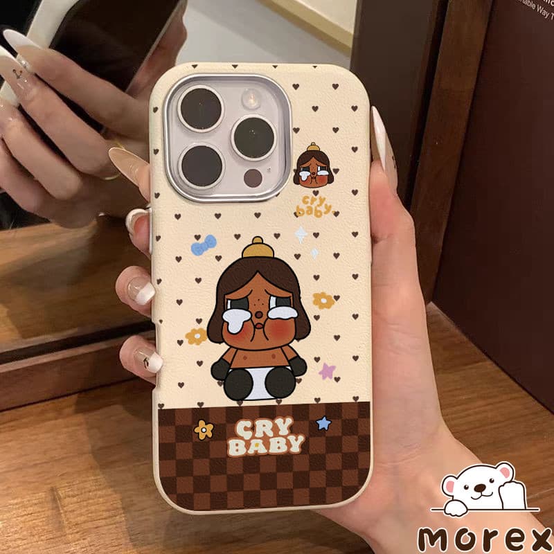 เคสไอโฟน16สำหรับIPhone 13 17 11 15 16 14 12 Pro Max 15 14 16 Plus XS XR Xตุ๊กตาลายดอกไม้น่ารักรักหนังร้องไห้ทารกปกคลุม รูปที่ 5