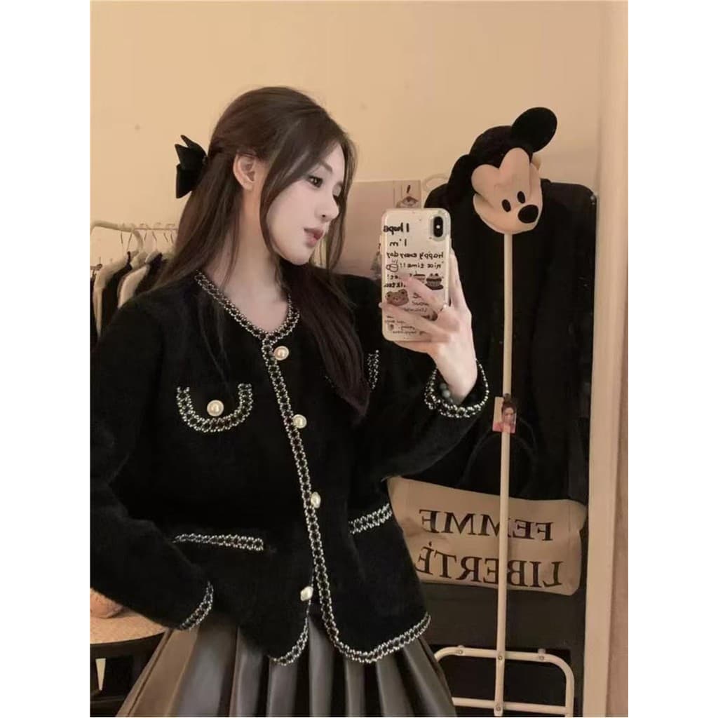 Veewink จากกทม เสื้อสเวตเตอร์สั้นสไตล์ชาแนล เนื้อขนมิงค์ หรูหรา ใส่ได้หลายโอกาส ใหม่ล่าสุด รูปที่ 4