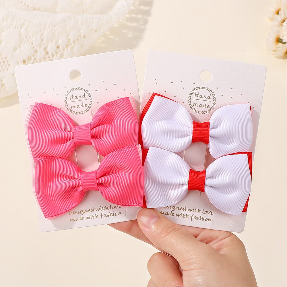 เซ็ต 2 ชิ้น Solid Bows กิ๊บติดผมสำหรับเด็กหญิง ทำจาก Grosgrain Ribbon พร้อมเสียบที่สวยงาม รูปที่ 9