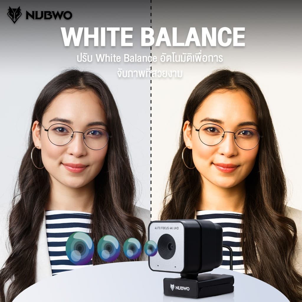 NUBWO กล้องเว็บแคม NWC592 4K Auto Focus มีไมค์ Noise Cancelling หมุนได้ 360° สำหรับ Live Streaming ประชุม รูปที่ 5