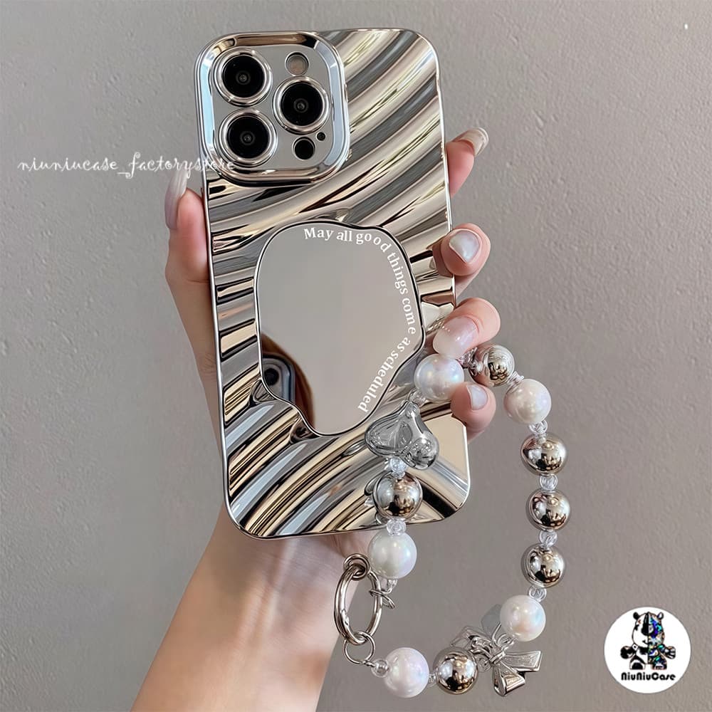Forเคสไอโฟน13 For iPhone 16 11 15 Pro Max 7 8 Plus 12 13 13 Pro Max XR XS Max เคสโทรศัพท์มือถือ Wave Mirror ป้องกันการตก รูปที่ 5