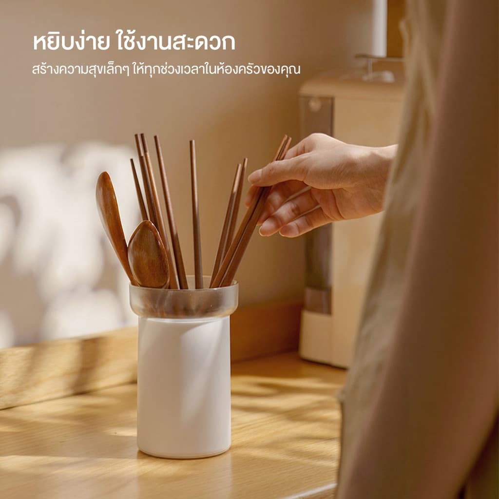 ที่ใส่ช้อนส้อม กล่องเก็บตะเกียบ กล่องเก็บช้อนส้อม ตะเกียบ ระบายอากาศและทนต่อโรคน้ำค้าง กล่องเก็บช้อนส้อมทรงกลม รูปที่ 4