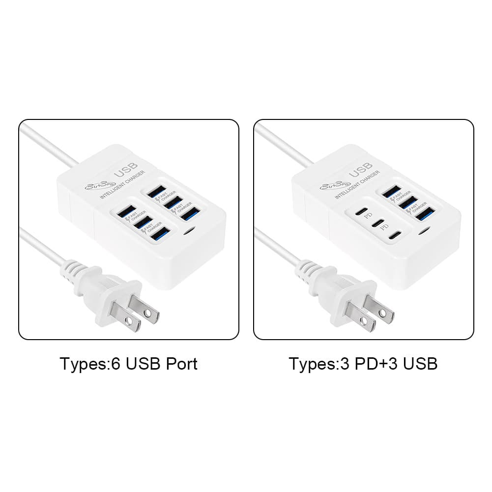 หัวชาร์จมือถือแบบใหม่ ปลั๊กไฟใหม่ 3pd3usb หัวชาร์จหลายพอร์ต 6usb ซ็อกเก็ต 35w ชาร์จเร็ว 3A อะแดปเตอร์ รูปที่ 8