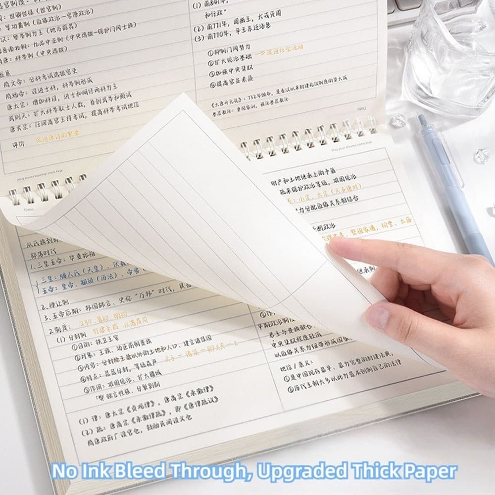 LONTIME Coil Notebook, Thicken Paper Grid/เส้นแนวนอน B5 Notepad, Practical Partition Design Mind Pad School Office รูปที่ 5
