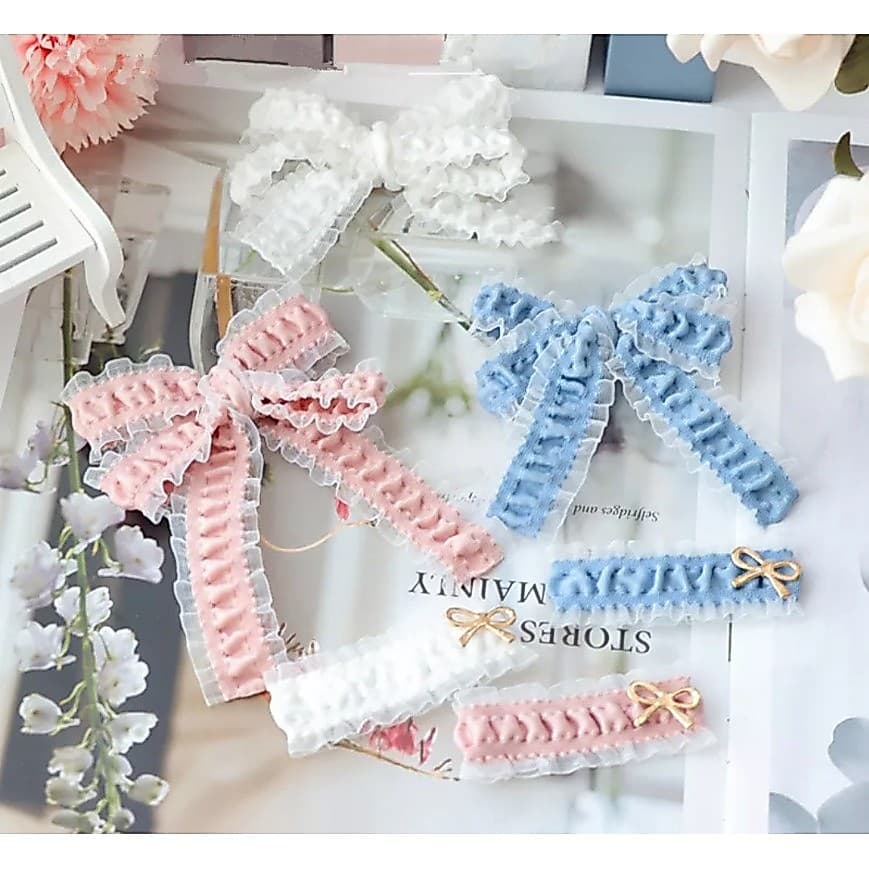 ริบบิ้นผ้ายืด ระบายลูกไม้ สไตล์เกาหลี ญี่ปุ่น น่ารักมาก kawaii ขนาด 3.8 cm. รูปที่ 1