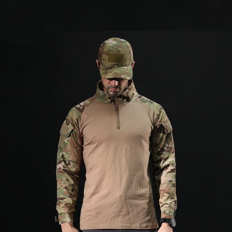 Outdoor T-Shirt Men Long Sleeve Camouflage Shirt Hiking Working Camo Long Sleeve T Shirt รูปที่ 3