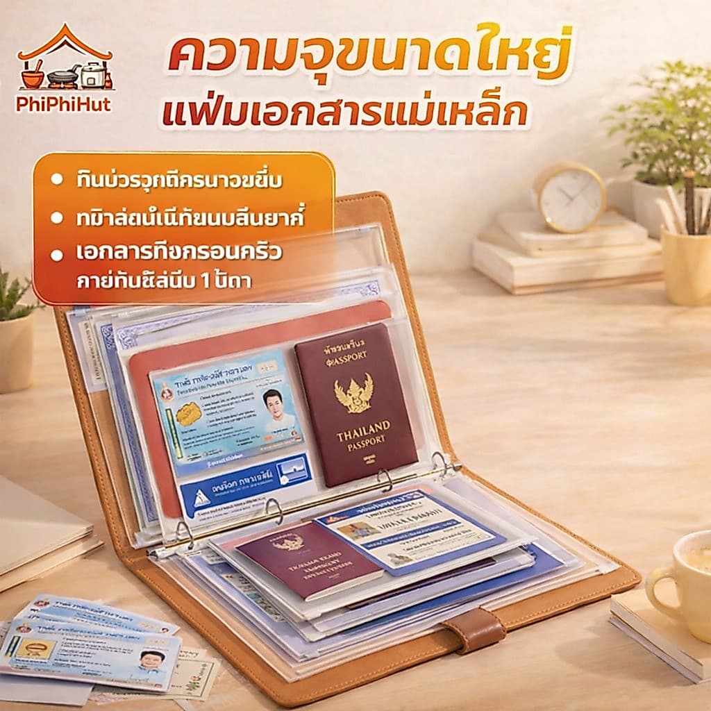 ✨PPH ความจุขนาดใหญ่แฟ้มเอกสารแม่เหล็ก สมุดออมเงิน แฟ้มบัญชีธนาคาร