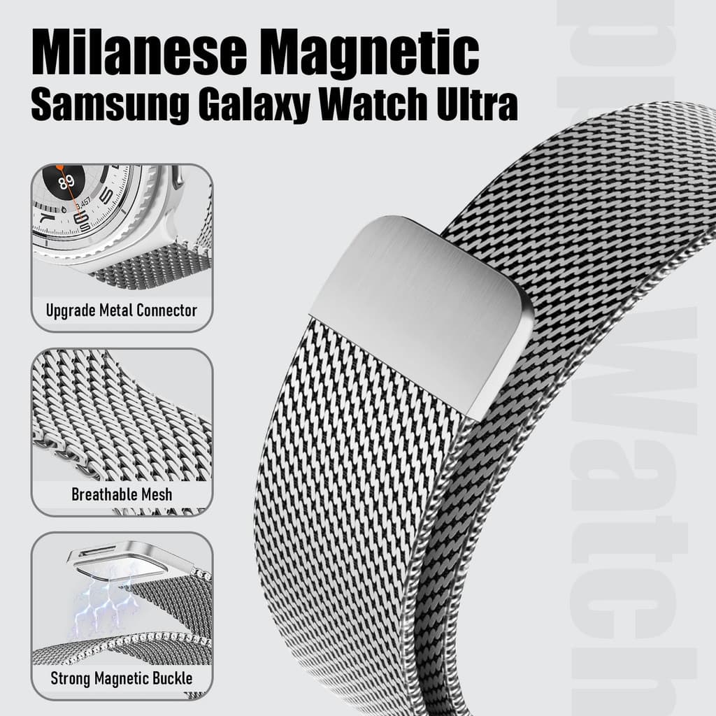 สำหรับ Samsung Galaxy Watch 8 44 มม. 40 มม. สแตนเลสโลหะ Mlanese Loop กรณีแก้วสำหรับ Galaxy Watch 8 สายรัด รูปที่ 5
