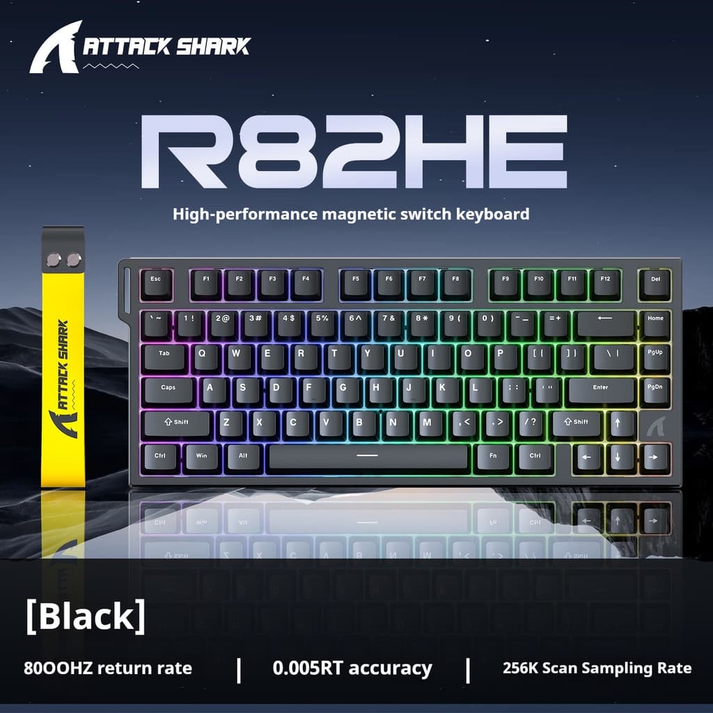 Attack Shark R82HE สวิตช์แม่เหล็กคีย์บอร์ดแบบกลไก Contour แกะสลักด้านข้างแบบมีสาย RGB Gaming RT ปรับคีย์ Travel Latency ต่ํา รูปที่ 6