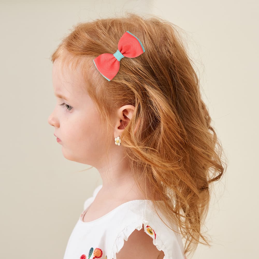 เซ็ต 2 ชิ้น Solid Bows กิ๊บติดผมสำหรับเด็กหญิง ทำจาก Grosgrain Ribbon พร้อมเสียบที่สวยงาม รูปที่ 3