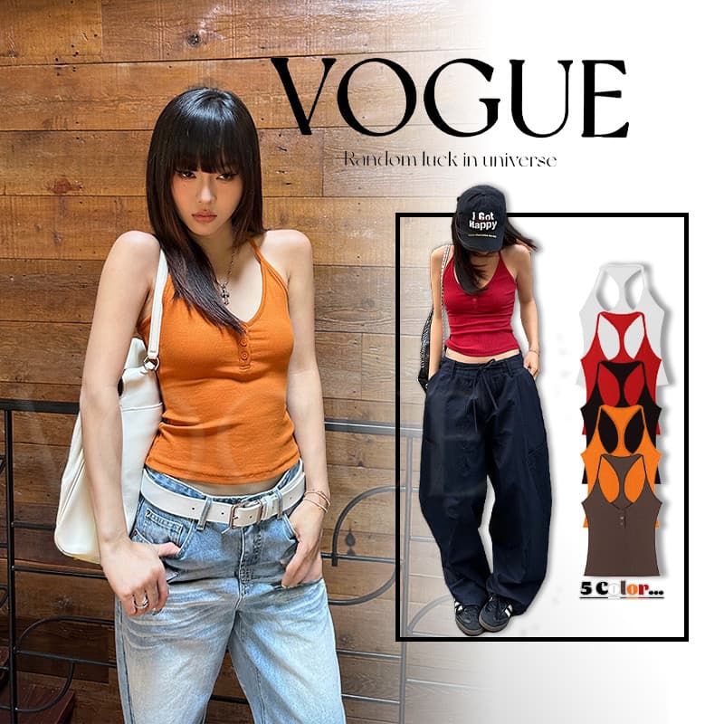 Vogue เสื้อกล้ามเสริมฟองน้ำ สีสันสดใส ยืดพอดีตัวทรงรัดรูปน่ารักมาก รูปที่ 1