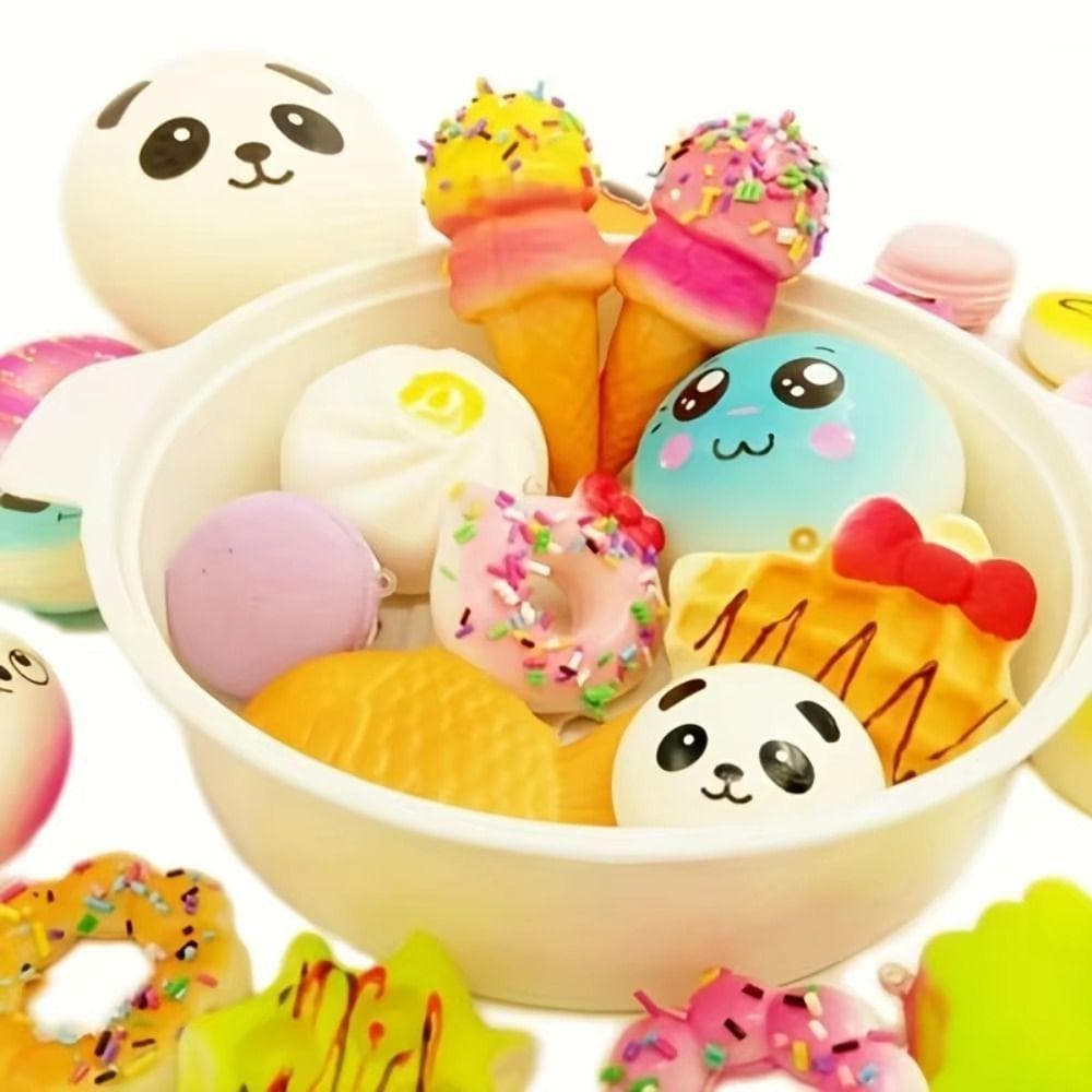 MIRAGE Squishes ของเล่น,พวงกุญแจน่ารักสายคล้องโทรศัพท์มือถือของเล่นขนมปังนุ่ม,ของขวัญวันเกิดแกล้งเล่นอาหารมินิขนาด Kawaii บีบเค้กเด็กของขวัญ รูปที่ 3