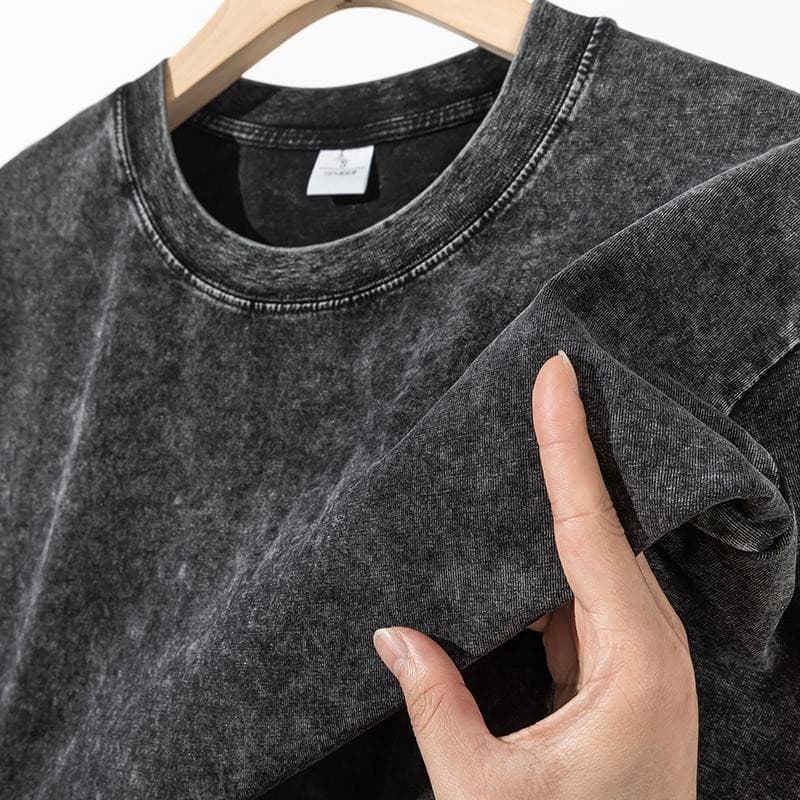 ChillTeeเสื้อยืด เสื้อสีฟอก ใส่ได้ทั้งชาย-หญิง เสื้อสีพื้น ใส่สบาย ทรงหลวม oversize สีดำ แฟชั่น 3xl รูปที่ 2