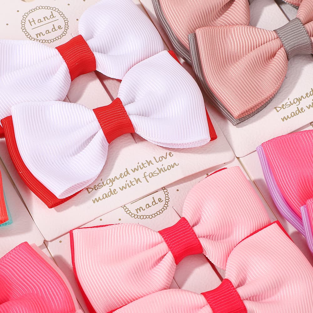 เซ็ต 2 ชิ้น Solid Bows กิ๊บติดผมสำหรับเด็กหญิง ทำจาก Grosgrain Ribbon พร้อมเสียบที่สวยงาม รูปที่ 8
