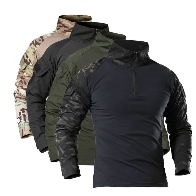 Outdoor T-Shirt Men Long Sleeve Camouflage Shirt Hiking Working Camo Long Sleeve T Shirt รูปที่ 1