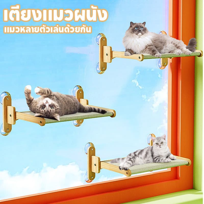 เปลแมวติดกระจก เปลแมว ที่นอนแมว เปลแมวติดหน้าต่าง เปลสัตว์เลี้ยง​ พับเก็บได้ รูปที่ 5