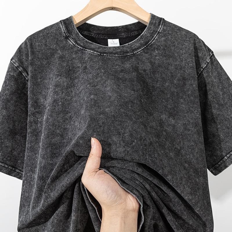 ChillTeeเสื้อยืด เสื้อสีฟอก ใส่ได้ทั้งชาย-หญิง เสื้อสีพื้น ใส่สบาย ทรงหลวม oversize สีดำ แฟชั่น 3xl รูปที่ 1