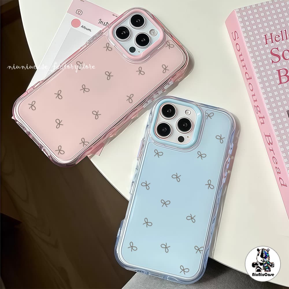 สําหรับ เคสไอโฟน13 โบว์ผีเสื้อที่น่ารัก For iPhone 16 15 14 13 12 11 17 Pro Max 15 16 Plus เคสโทรศัพท์ Insสี Jelly Case รูปที่ 4