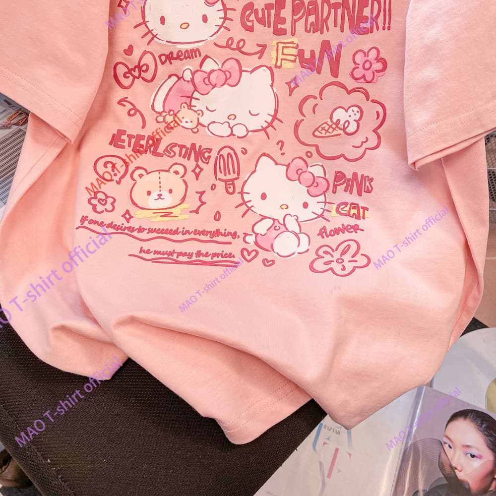 COD MAO Shop น่ารัก แขนสั้นเสื้อยืดผ้าฝ้ายที่ไม่ซ้ำกันสวยงามซุปเปอร์ดูดีด้านบน รูปที่ 5