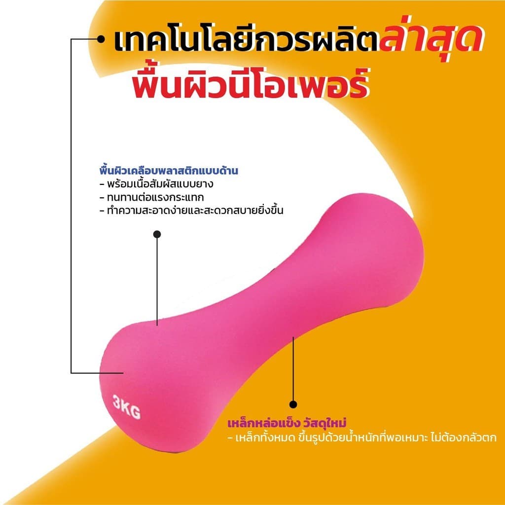 Bone Dumbbell ดัมเบลกระดูก 0.5-3Kg ทรงกะทัดรัด จับถนัดมือ กันลื่น เหมาะสำหรับเวิร์คเอาท์ในบ้านและยิม รูปที่ 2