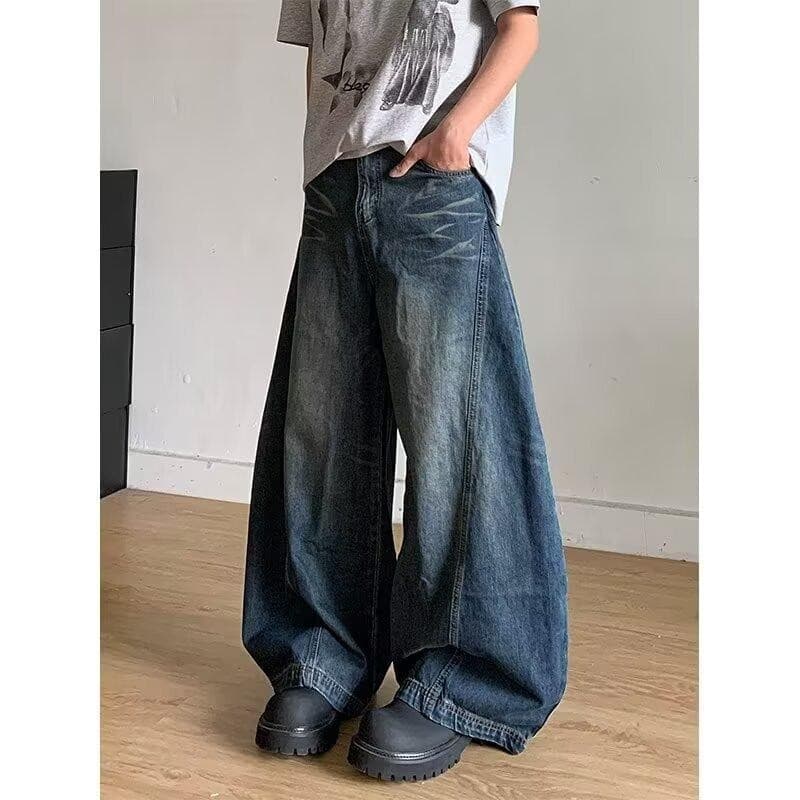 MNO.9 Jeans M28 กางเกงยีนส์ แต่งเฟด กางเกงยีนส์ขายาว ทรงบอลลูน แต่งตะเข็บหน้า-หลัง กางเกงยีนส์ ขายาว ผู้ชาย Clothing Man รูปที่ 2