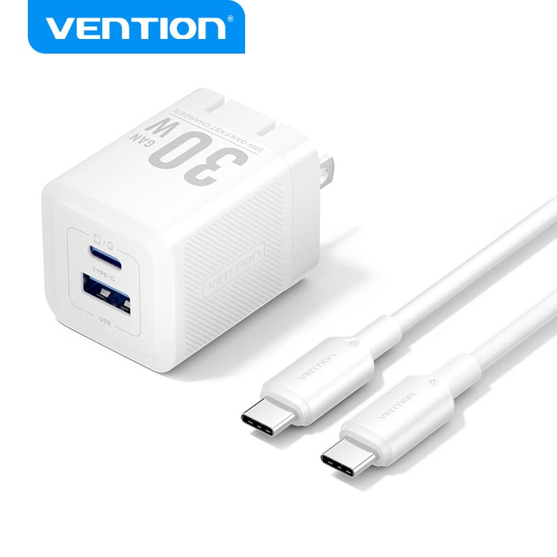 Vention 30W GaN Charger USB C Charger PD + USB 2 พอร์ตอะแดปเตอร์ชาร์จพร้อม QC4.0 PD USB typec Fast Charger US Plug Charger สําหรับ Samsung Android รูปที่ 9
