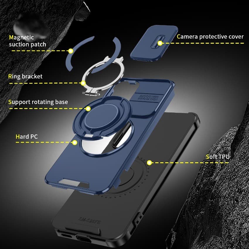 SAMSUNG สําหรับSamsung Galaxy S26 Ultra S25FE S25 FE 2025 S24 S24FE S23 S23Ultra S26Ultraเคสโทรศัพท์เกราะผู้ถือแหวนแม่เหล็กปลอกSamsungS25FE Plusเลนส์กันกระแทกปกหลัง รูปที่ 9