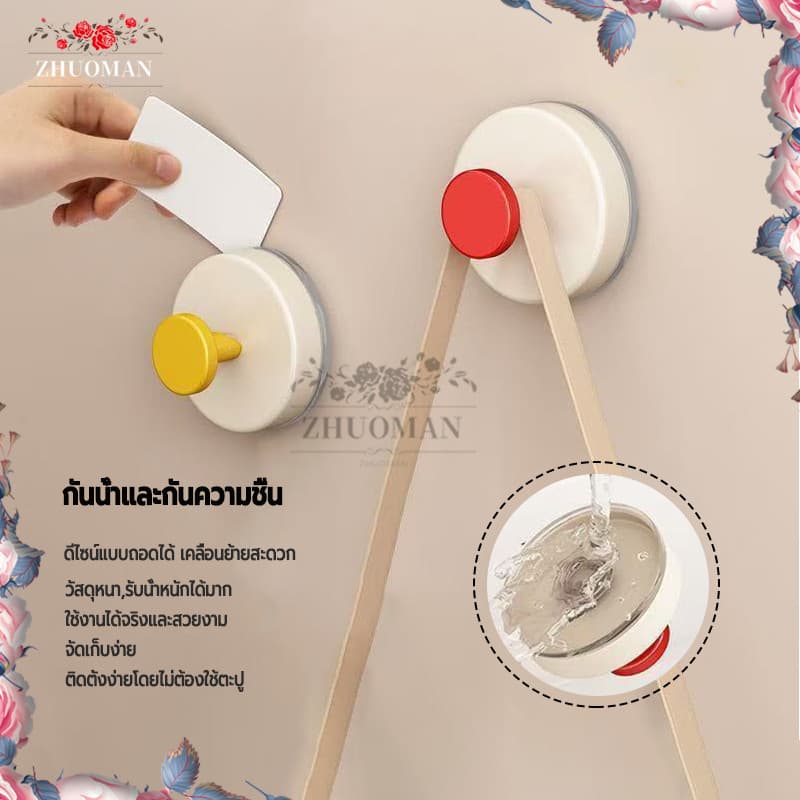 Dopamine ตะขอวงกลม ตะขอถ้วยดูดติดผนัง ไม่ต้องเจาะ ติดตั้งง่าย ออกแบบให้ถอดออกได้ ใช้ในห้องน้ำ ห้องนั่งเล่น รูปที่ 4