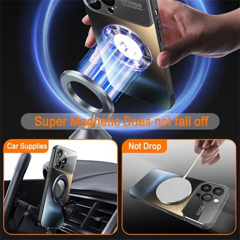 Magnetic Hard Casing Case สําหรับ iPhone 15 PRO MAX 14 PRO MAX 13 12 11 16 PRO MAX 15 Plus Anti drop พร้อมเลนส์กล้องป้องกันไร้สายชาร์จ Matte กันกระแทกเคสโทรศัพท์ปลอก รูปที่ 3