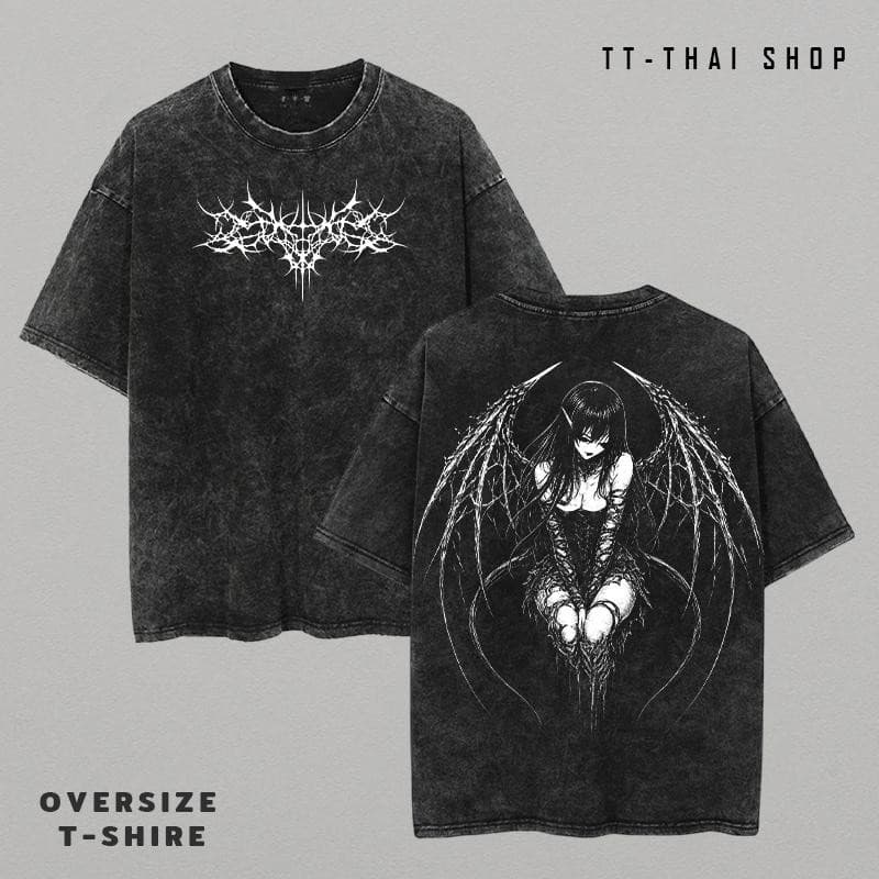 เสื้อยืดฟอก oversizeผู้ชาย สกรีนลายเท่ๆ เสื้อสีฟอกสไตล์สตรีทแฟชั่น ฮิปฮอปเมกา ผ้าฝ้าย100% คอกลม-แขนสั้น เสื้อยืดคนอ้วน รูปที่ 4