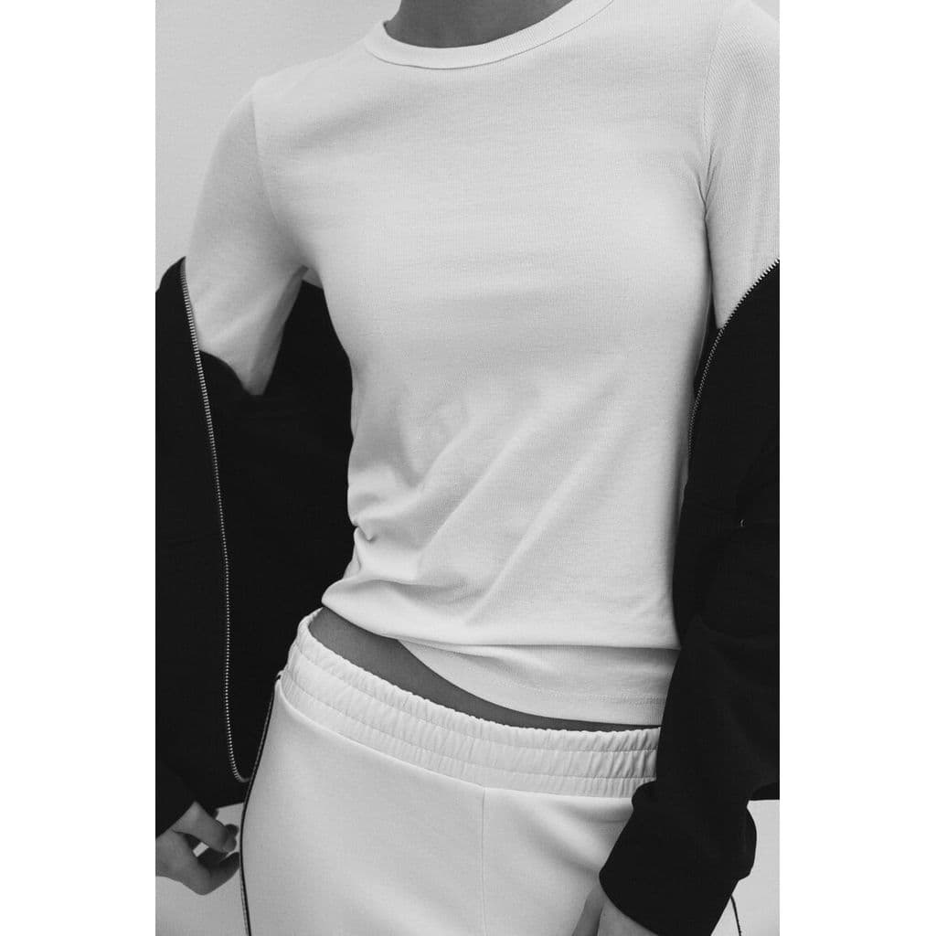 H&M เสื้อยืดผ้าริบ Women Ribbed T-shirt 1323017_1 รูปที่ 2
