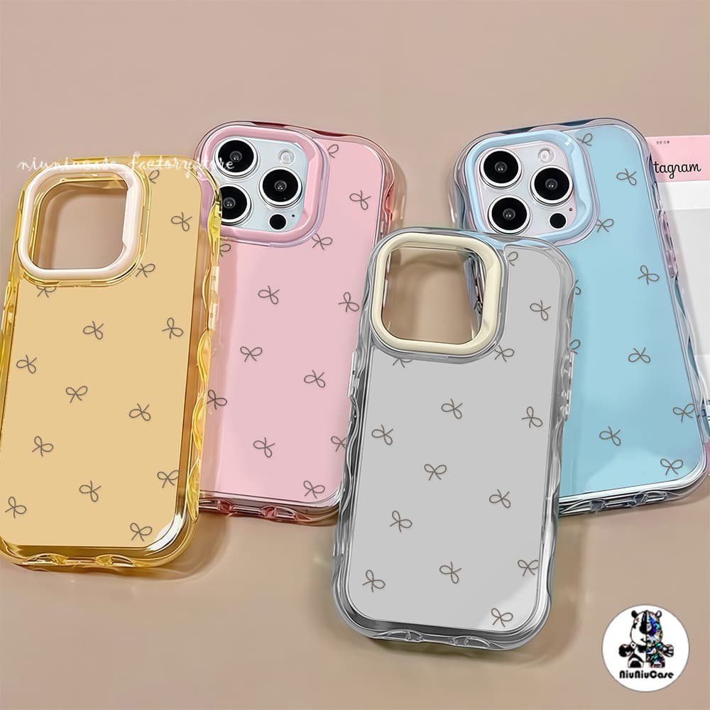 สําหรับ เคสไอโฟน13 โบว์ผีเสื้อที่น่ารัก For iPhone 16 15 14 13 12 11 17 Pro Max 15 16 Plus เคสโทรศัพท์ Insสี Jelly Case รูปที่ 5