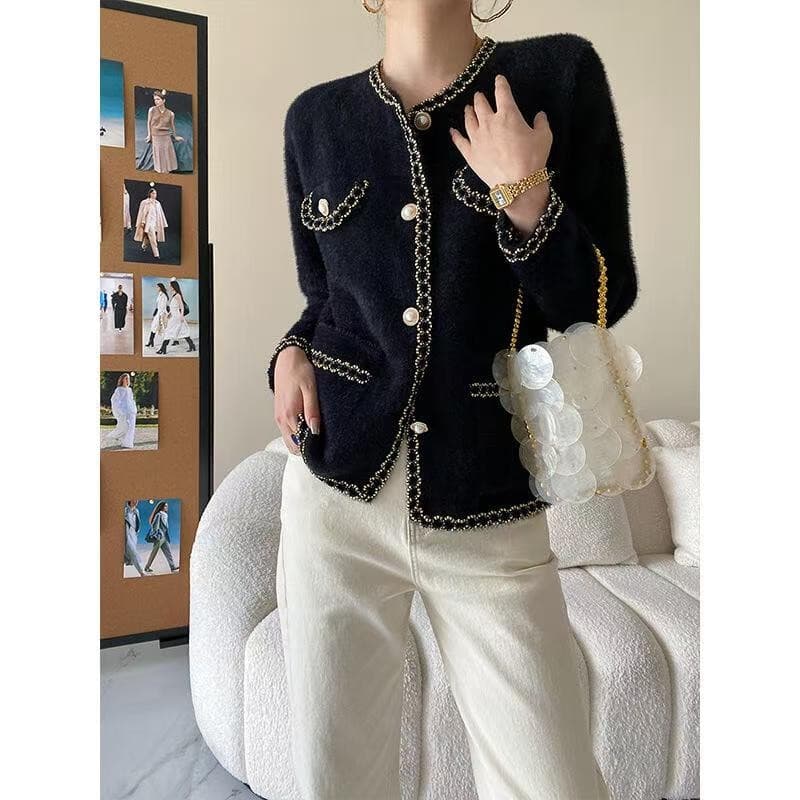 Veewink จากกทม เสื้อสเวตเตอร์สั้นสไตล์ชาแนล เนื้อขนมิงค์ หรูหรา ใส่ได้หลายโอกาส ใหม่ล่าสุด รูปที่ 2