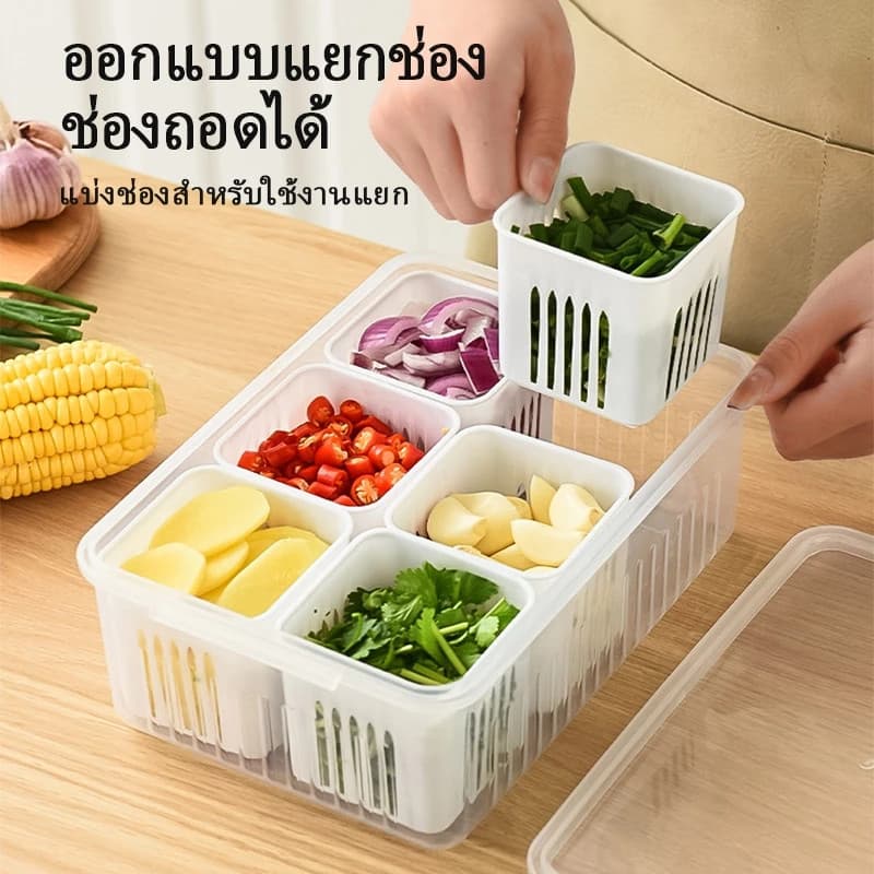 COZII กล่องถนอมอาหาร แยก 4/6ช่อง โปร่งใสกล่องเก็บอาหาร กล่องเก็บของในตู้เย็น กล่องบรรจุอาหารเด็ก กล่องเก็บผัก พร้อมฝาปิด รูปที่ 5